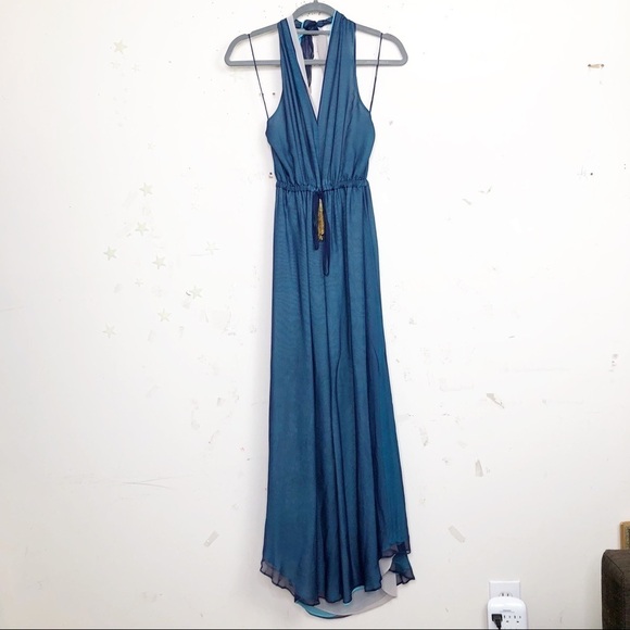 RAMY Brook Daphne Silk layered halter back Maxie dress - Picture 7 of 12